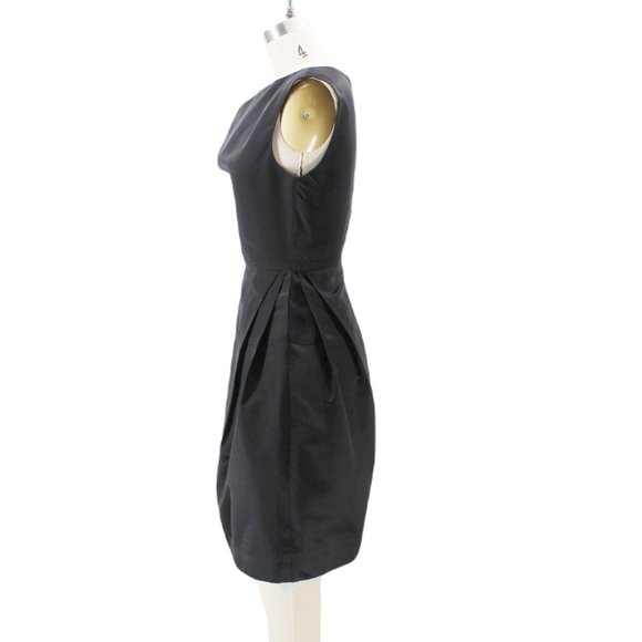 Gary Graham Black Silk Asymmetric Dress Sleeveless Draped Front Bell Skirt 2/S - Picture 3 of 15